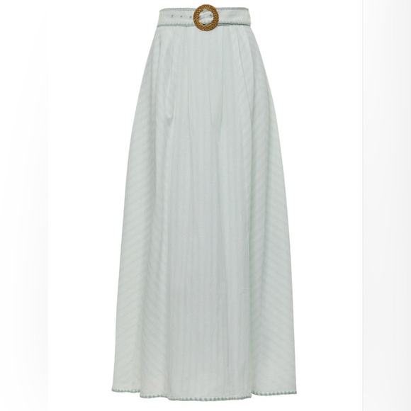 Anna Cate Mimi Striped Belted Maxi Skirt in Mint/Aqua M - Picture 1 of 5